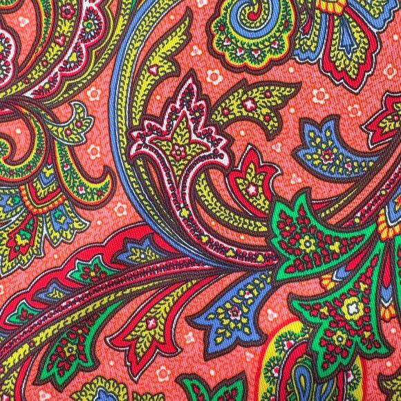 LOFT Paisley Satin Long Sleeve Blouse Boho Colorful Office Festive Red Green XS - Picture 6 of 7